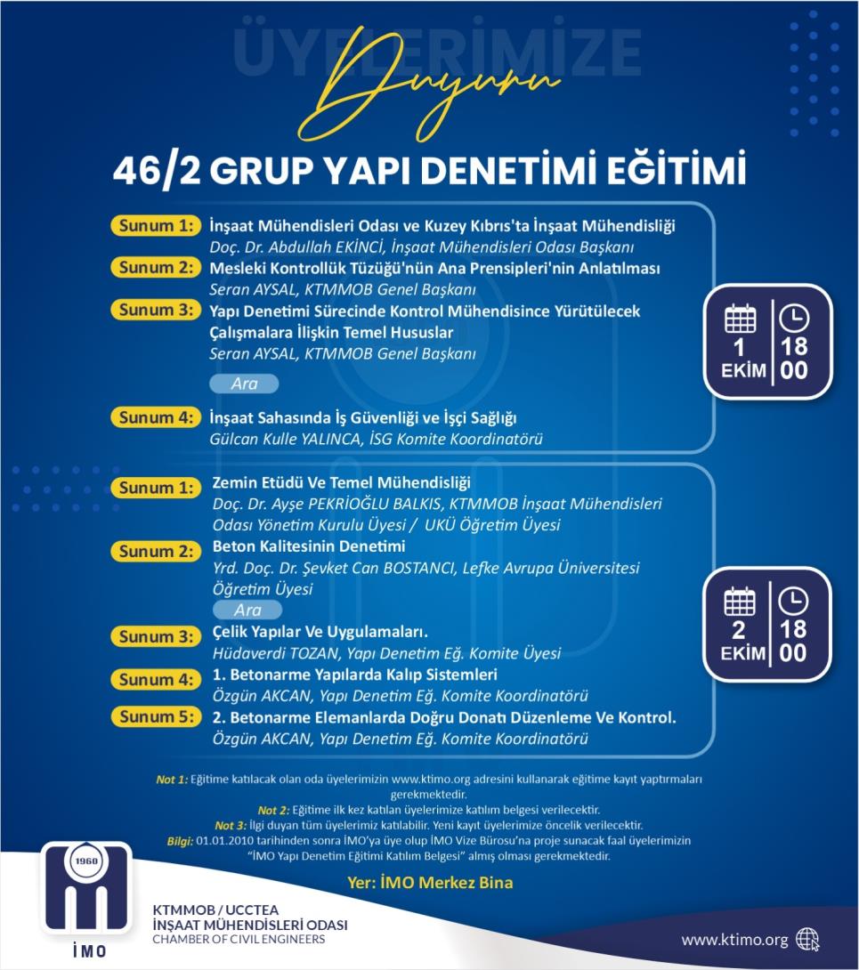 46/2 YAPI DENETİMİ EĞİTİMİ