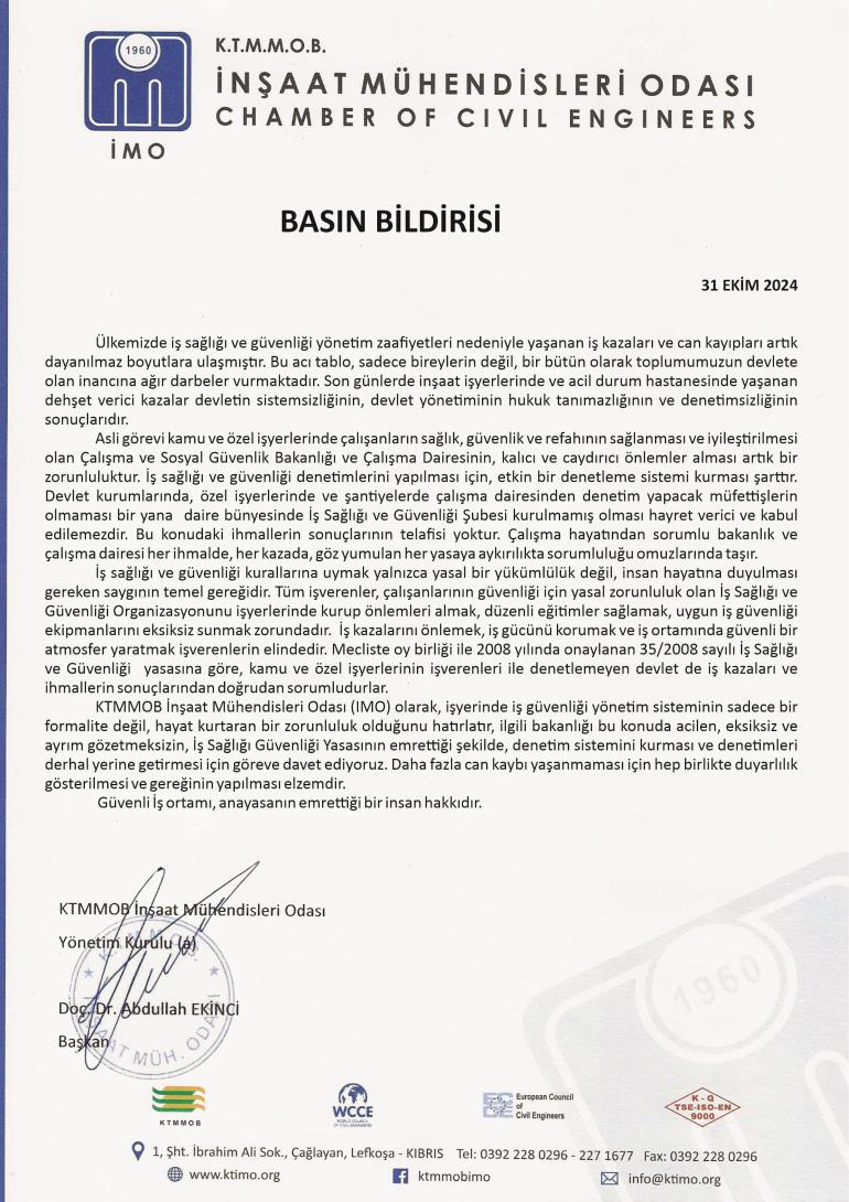 İMO: İHMALLERİN BEDELİ CAN KAYBI